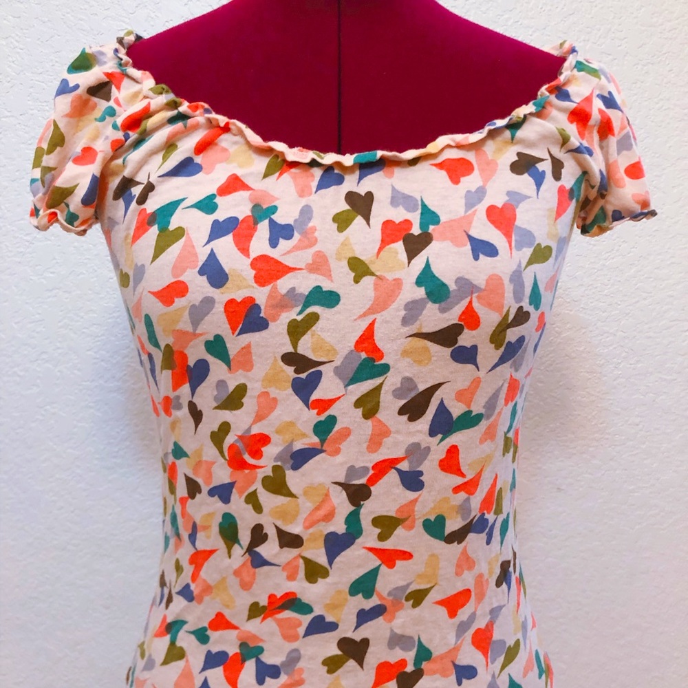 Anthropologie Clover multicolored heart knit top